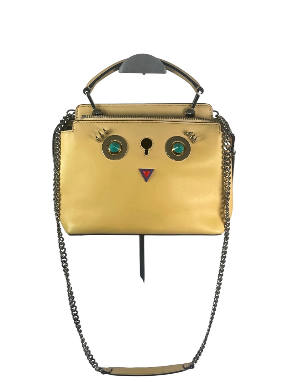 Fendi DotCom Faces Convertible Yellow Satchel
